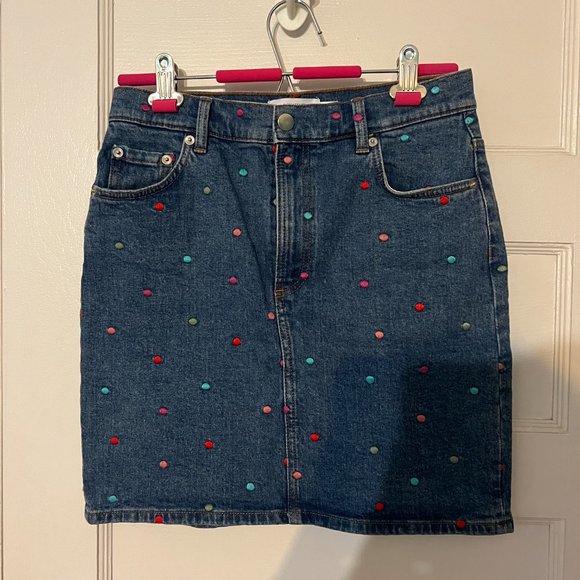 & Other Stories | Paris Atelier Polka Dot Jean Skirt - Picture 1 of 4